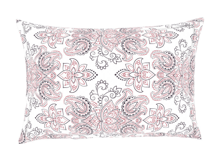 Ornate Slate/Red - Grey Cotton Rich Single Bedsheet - 2-In-1 By Welspun