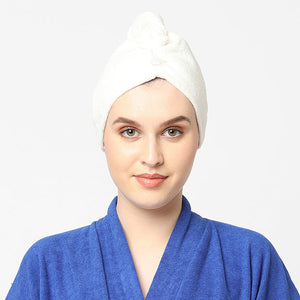 White 1 Piece 100% Cotton Turbie Towel - Exotica By Spaces-1055154