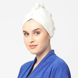 White 1 Piece 100% Cotton Turbie Towel - Exotica By Spaces-1055154