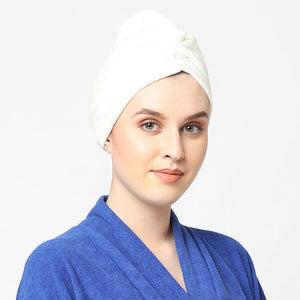 White 1 Piece 100% Cotton Turbie Towel - Exotica By Spaces-1055154
