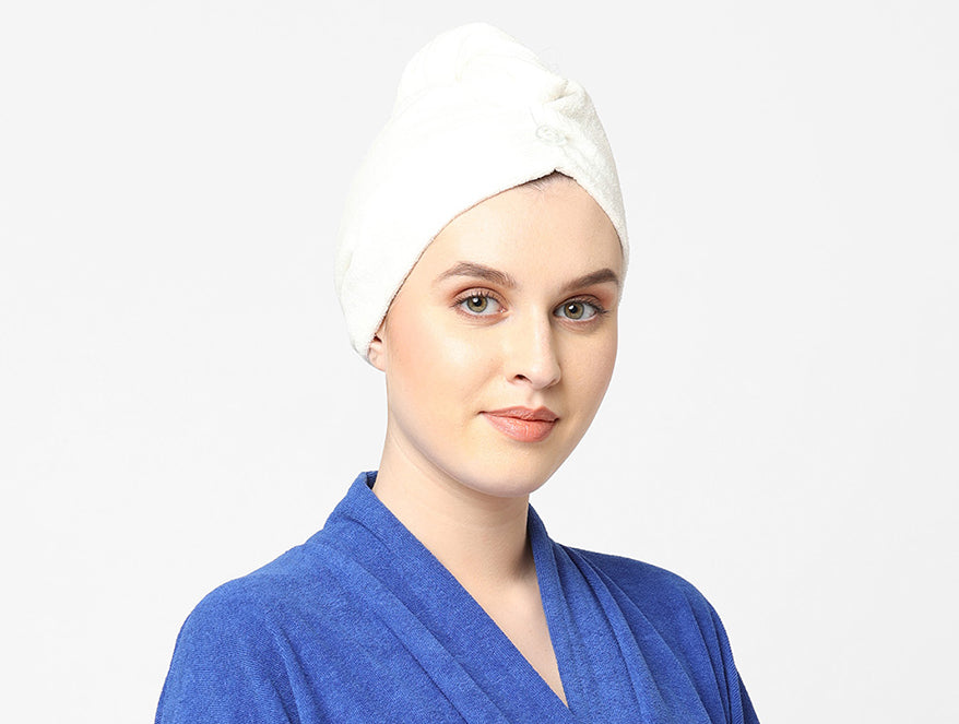 White 1 Piece 100% Cotton Turbie Towel - Exotica By Spaces-1055154