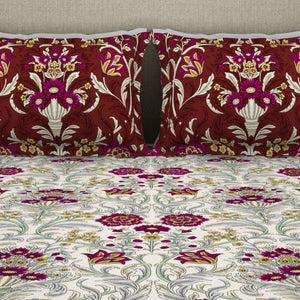 Ornate Jazzy - Red 100% Cotton Queen Fitted Sheet - Moments By Welspun