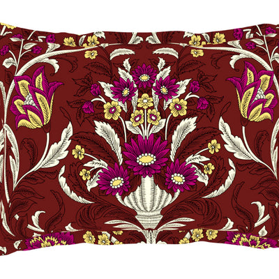 Ornate Jazzy - Red 100% Cotton Queen Fitted Sheet - Moments By Welspun