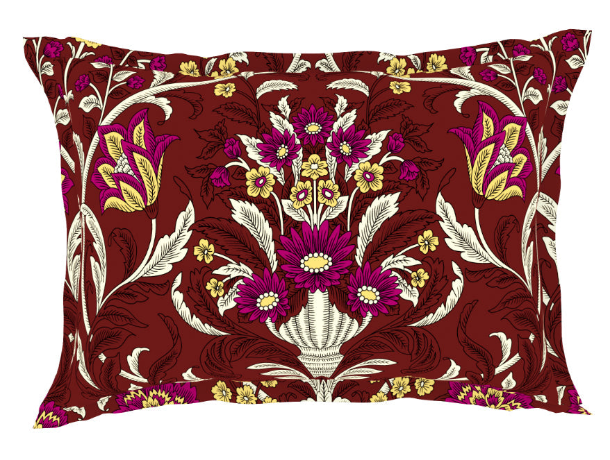 Ornate Jazzy - Red 100% Cotton Queen Fitted Sheet - Moments By Welspun