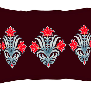 Ornate Rhubarb - Dark Red 100% Cotton Queen Fitted Sheet - Moments By Welspun