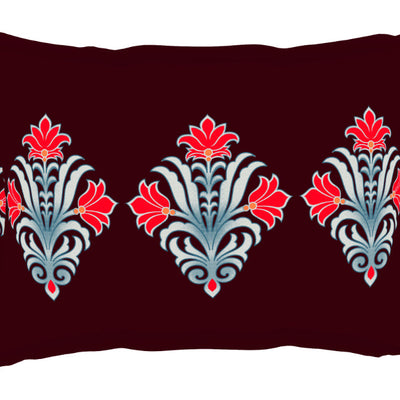 Ornate Rhubarb - Dark Red 100% Cotton Queen Fitted Sheet - Moments By Welspun