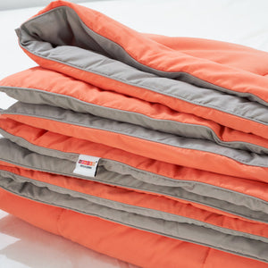 Solid Coral/Grey - Coral Microfiber Shell Double Quilt / AC Comforter - Silkysoy By Spaces