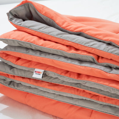 Solid Coral/Grey - Coral Microfiber Shell Double Quilt / AC Comforter - Silkysoy By Spaces