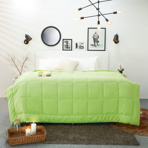 Solid Sgreen/Aqua Blu - Light Green Microfiber Shell Single Quilt / AC Comforter - Silkysoy By Spaces