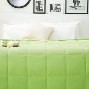 Solid Sgreen/Aqua Blu - Light Green Microfiber Shell Single Quilt / AC Comforter - Silkysoy By Spaces