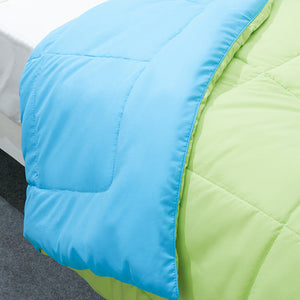 Solid Sgreen/Aqua Blu - Light Green Microfiber Shell Single Quilt / AC Comforter - Silkysoy By Spaces