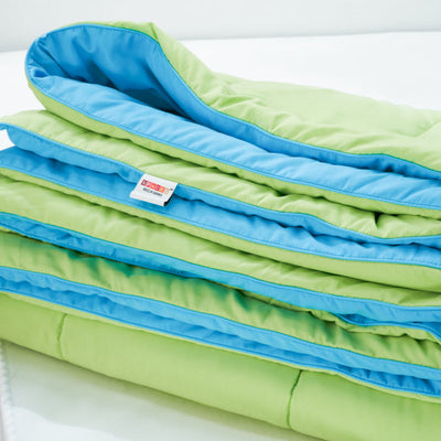 Solid Sgreen/Aqua Blu - Light Green Microfiber Shell Single Quilt / AC Comforter - Silkysoy By Spaces