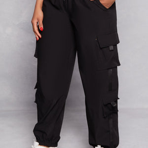 Poplin High Waisted Cargo Joggers