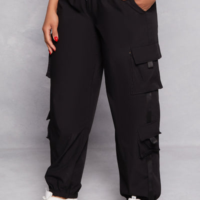 Poplin High Waisted Cargo Joggers