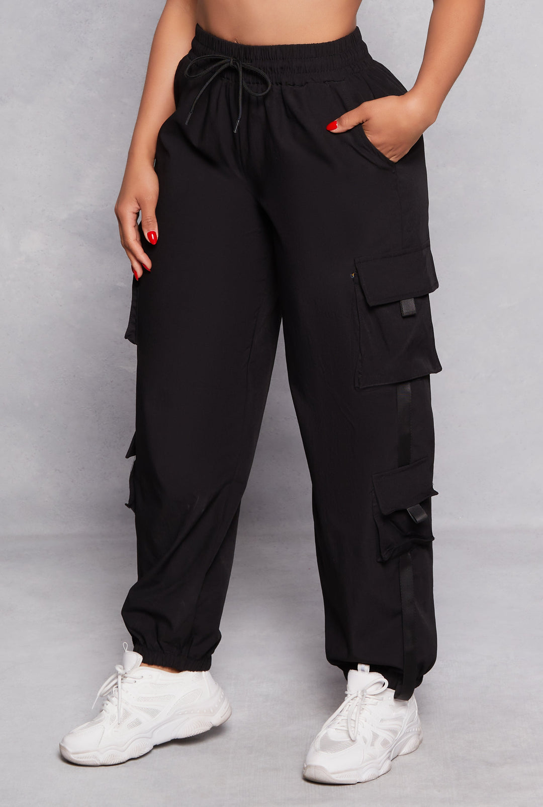 Poplin High Waisted Cargo Joggers