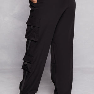Poplin High Waisted Cargo Joggers