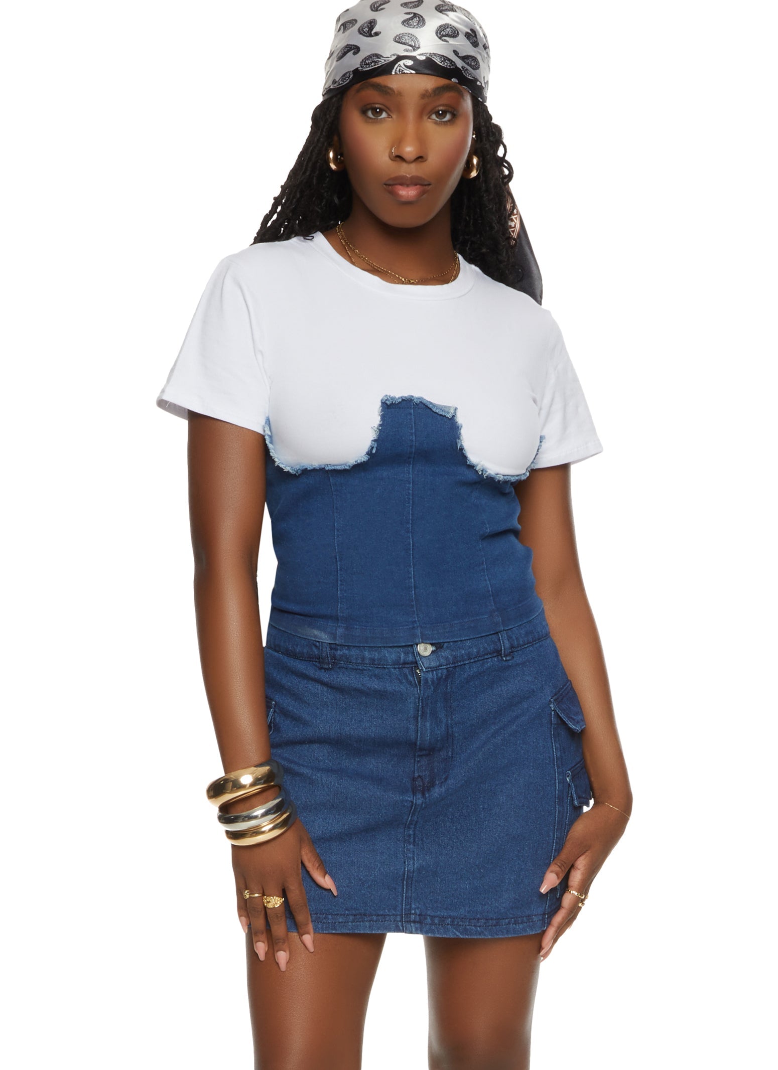 Corset Denim T Shirt