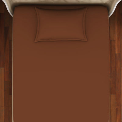 Solid Sequoia - Dark Brown Cotton Rich Single Bedsheet - Raang By Welspun