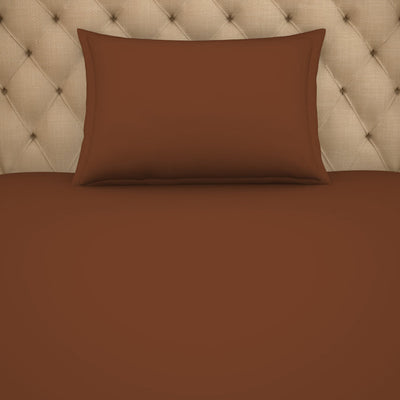 Solid Sequoia - Dark Brown Cotton Rich Single Bedsheet - Raang By Welspun