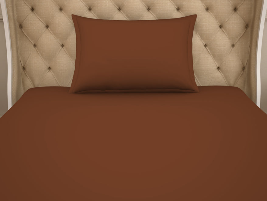 Solid Sequoia - Dark Brown Cotton Rich Single Bedsheet - Raang By Welspun