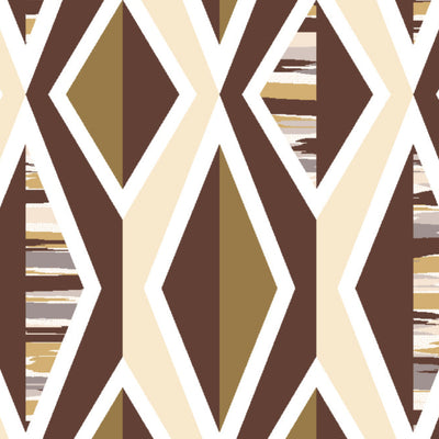 Geometric Brown 100% Cotton Queen Fitted Sheet - Geostance By Spaces