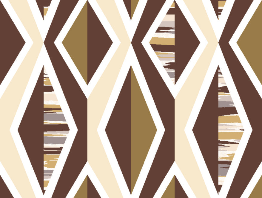 Geometric Brown 100% Cotton Queen Fitted Sheet - Geostance By Spaces