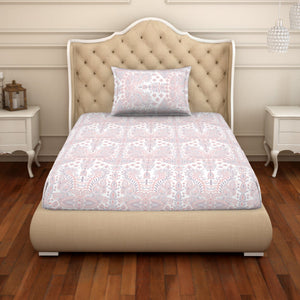 Ornate Purple/Orange - Violet 100% Cotton Single Bedsheet - 2-In-1 By Welspun