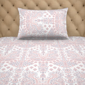 Ornate Purple/Orange - Violet 100% Cotton Single Bedsheet - 2-In-1 By Welspun