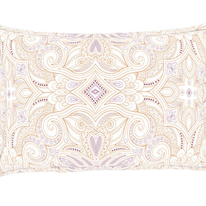 Ornate Mauve/Mango - Light Violet 100% Cotton Single Bedsheet - 2-In-1 By Welspun