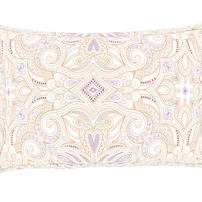 Ornate Mauve/Mango - Light Violet 100% Cotton Single Bedsheet - 2-In-1 By Welspun
