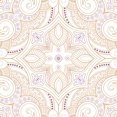 Ornate Mauve/Mango - Light Violet 100% Cotton Single Bedsheet - 2-In-1 By Welspun