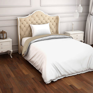 Solid White/Taupe 100% Cotton Shell Single Quilt / AC Comforter - Hygro By Spaces