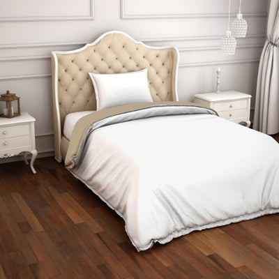 Solid White/Taupe 100% Cotton Shell Single Quilt / AC Comforter - Hygro By Spaces