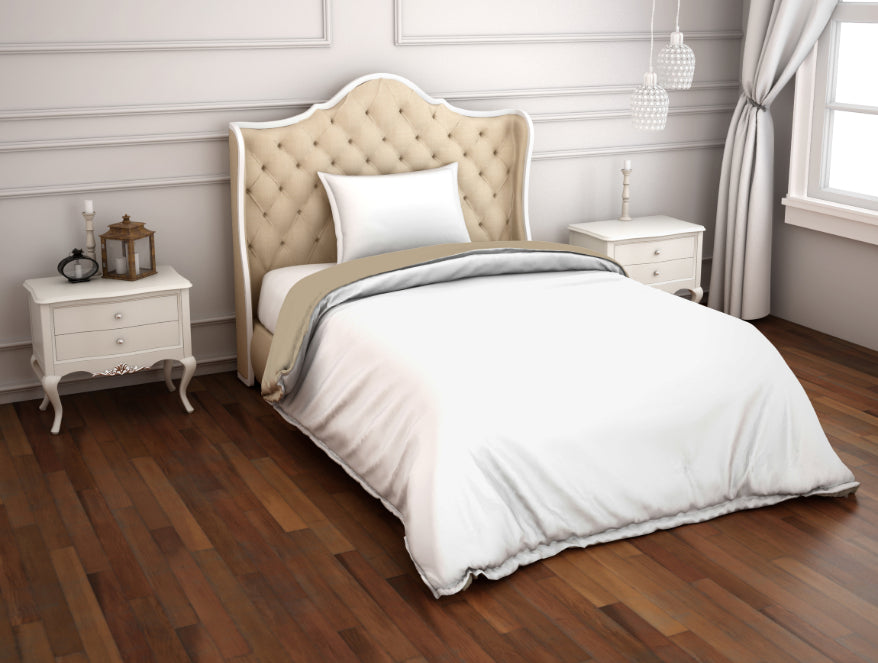 Solid White/Taupe 100% Cotton Shell Single Quilt / AC Comforter - Hygro By Spaces
