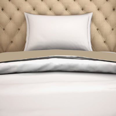 Solid White/Taupe 100% Cotton Shell Single Quilt / AC Comforter - Hygro By Spaces