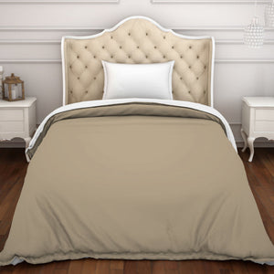 Solid Taupe/White - Brown 100% Cotton Shell Single Quilt / AC Comforter - Hygro By Spaces