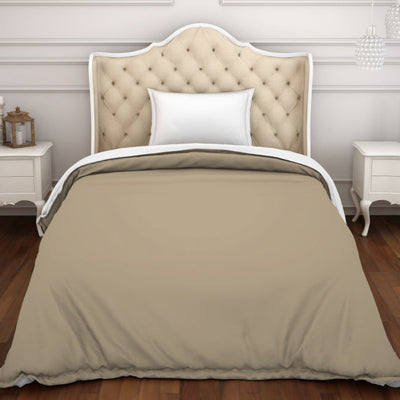 Solid Taupe/White - Brown 100% Cotton Shell Single Quilt / AC Comforter - Hygro By Spaces