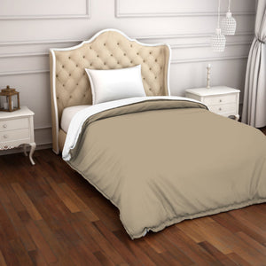 Solid Taupe/White - Brown 100% Cotton Shell Single Quilt / AC Comforter - Hygro By Spaces