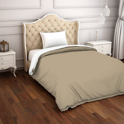 Solid Taupe/White - Brown 100% Cotton Shell Single Quilt / AC Comforter - Hygro By Spaces