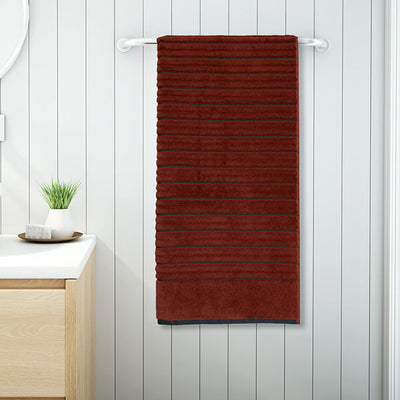 Burnt Orange/As - Dark Orange 100% Cotton Bath Towel - Exotica By Spaces
