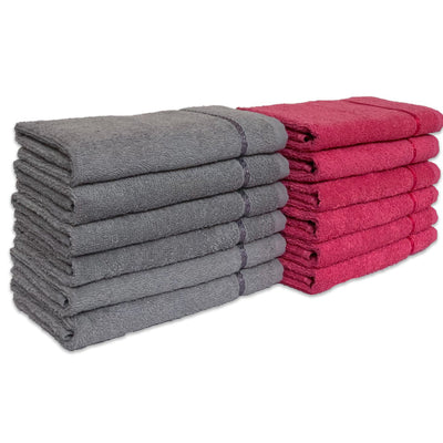 Coral/Grey 12 Piece 100% Cotton Hand Towel Set - Seasons Best Qd By Spaces