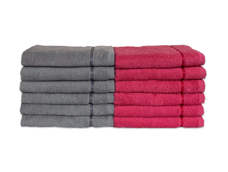 Coral/Grey 12 Piece 100% Cotton Hand Towel Set - Seasons Best Qd By Spaces