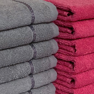 Coral/Grey 12 Piece 100% Cotton Hand Towel Set - Seasons Best Qd By Spaces