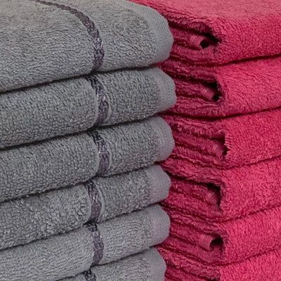 Coral/Grey 12 Piece 100% Cotton Hand Towel Set - Seasons Best Qd By Spaces