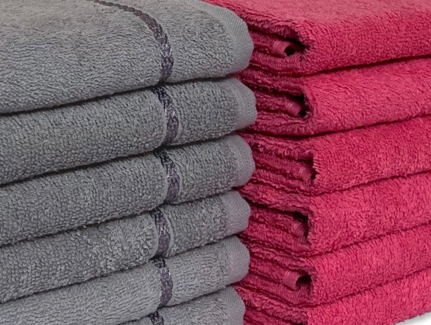 Coral/Grey 12 Piece 100% Cotton Hand Towel Set - Seasons Best Qd By Spaces