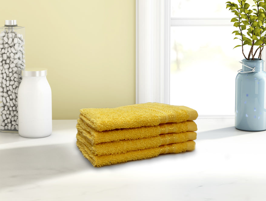 Welspun Anti Bacterial 100% Cotton Face Towel Set (4 Pcs)