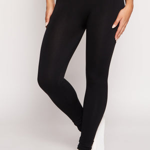 Waffle Knit Waist Fleece Lined Leggings
