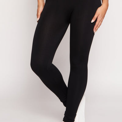 Waffle Knit Waist Fleece Lined Leggings