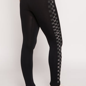 Seamless Checkered Rhinestone Detail Leggings