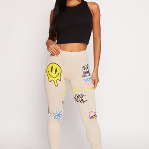 Graphic Print High Waisted Leggings